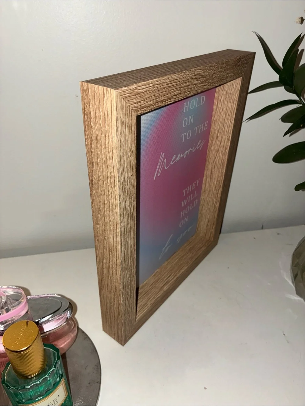 Wooden Framed Pink Room Decor Wall Art